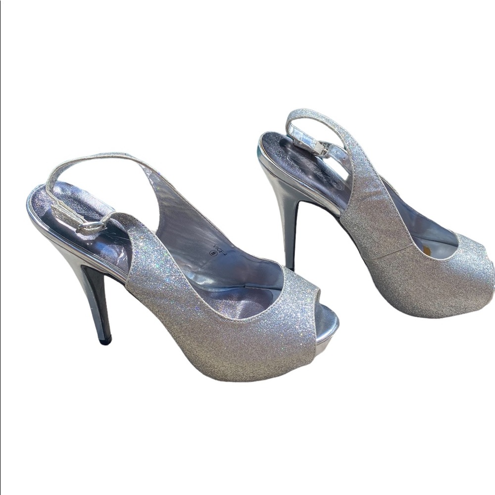 Glittered Silver Stilettos Shoes